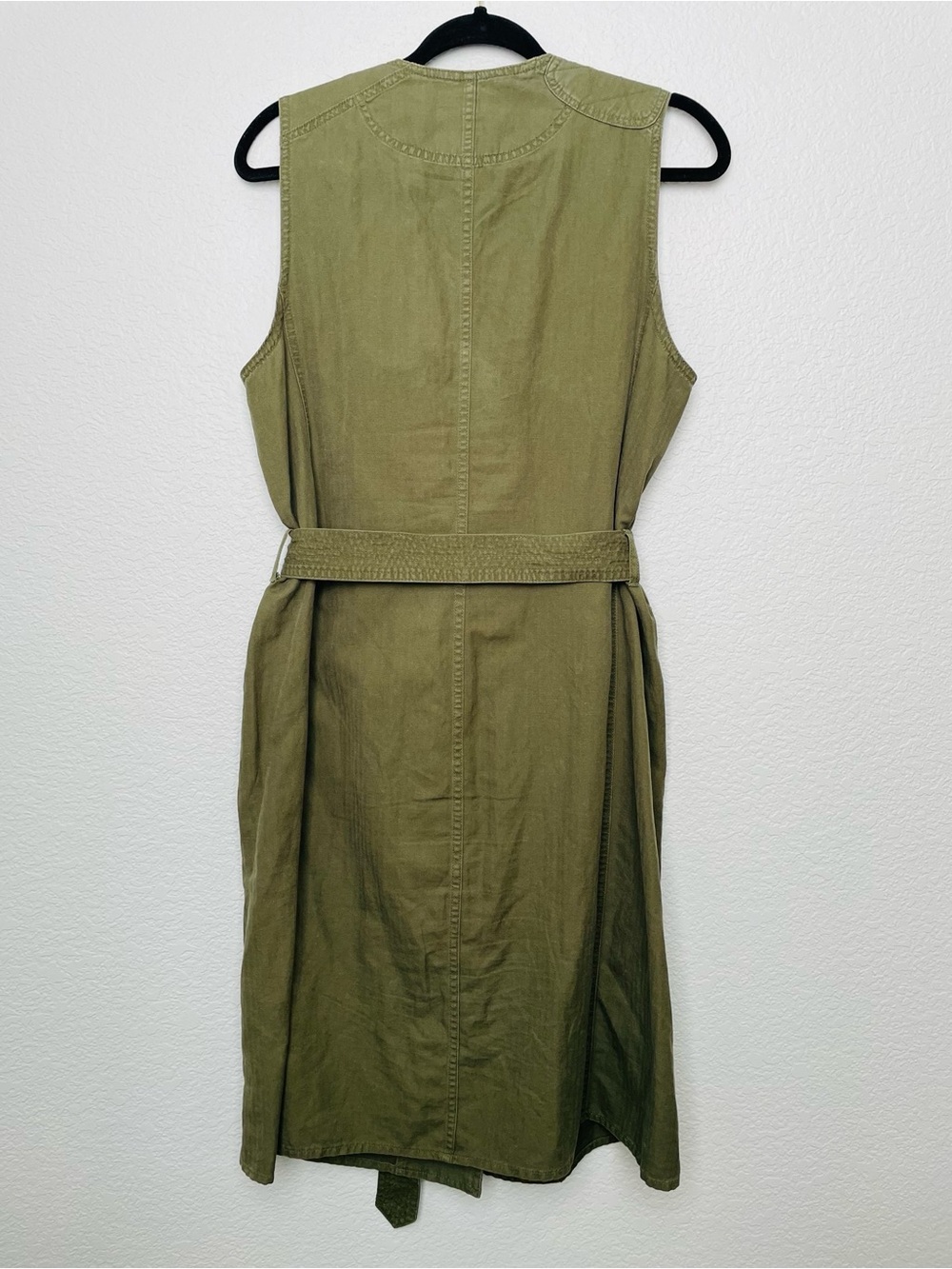 Lauren Ralph Lauren Green Button Down Linen Cotton Sleeveless Midi Dress | 14 - Picture 9 of 11
